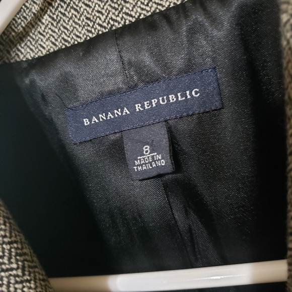 Banana Republic Wool Womens Two Button Blazer Grey Black Size 8 - Picture 2 of 8